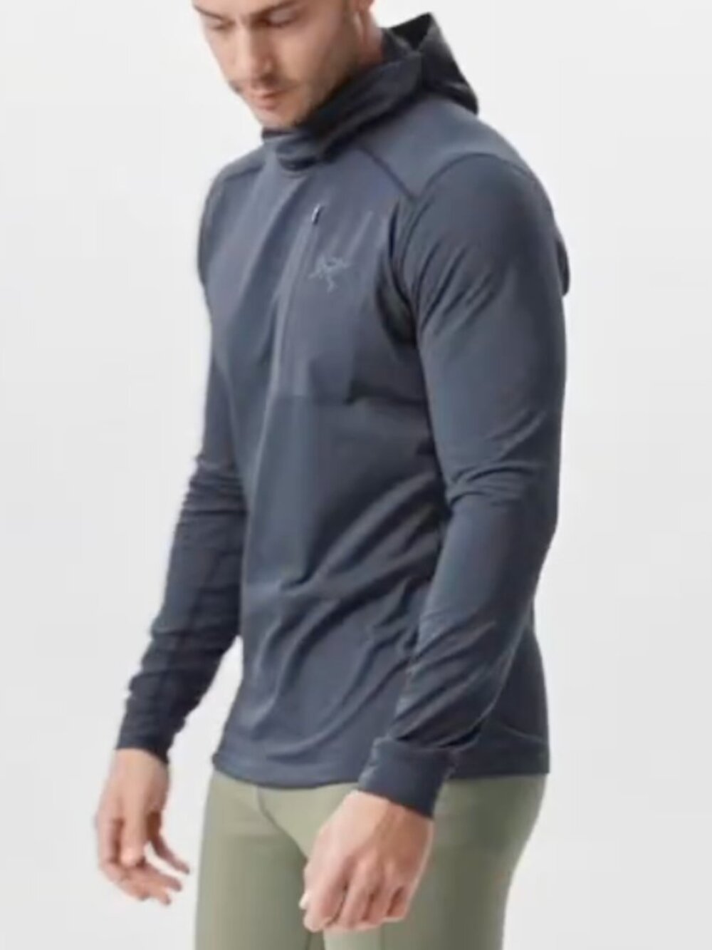 Arcteryx Mens S Rho LT Hoody Navy Blue Pullover Top Hooded Long Sleeve Fleece